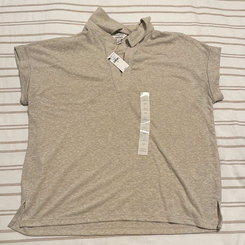 Banana Republic LINEN-BLEND JOHNNY COLLAR SHIRT